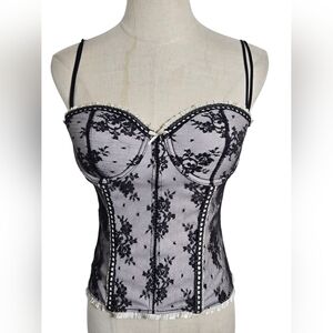 Smart & Sexy Black and White Lace Bustier Corset Top